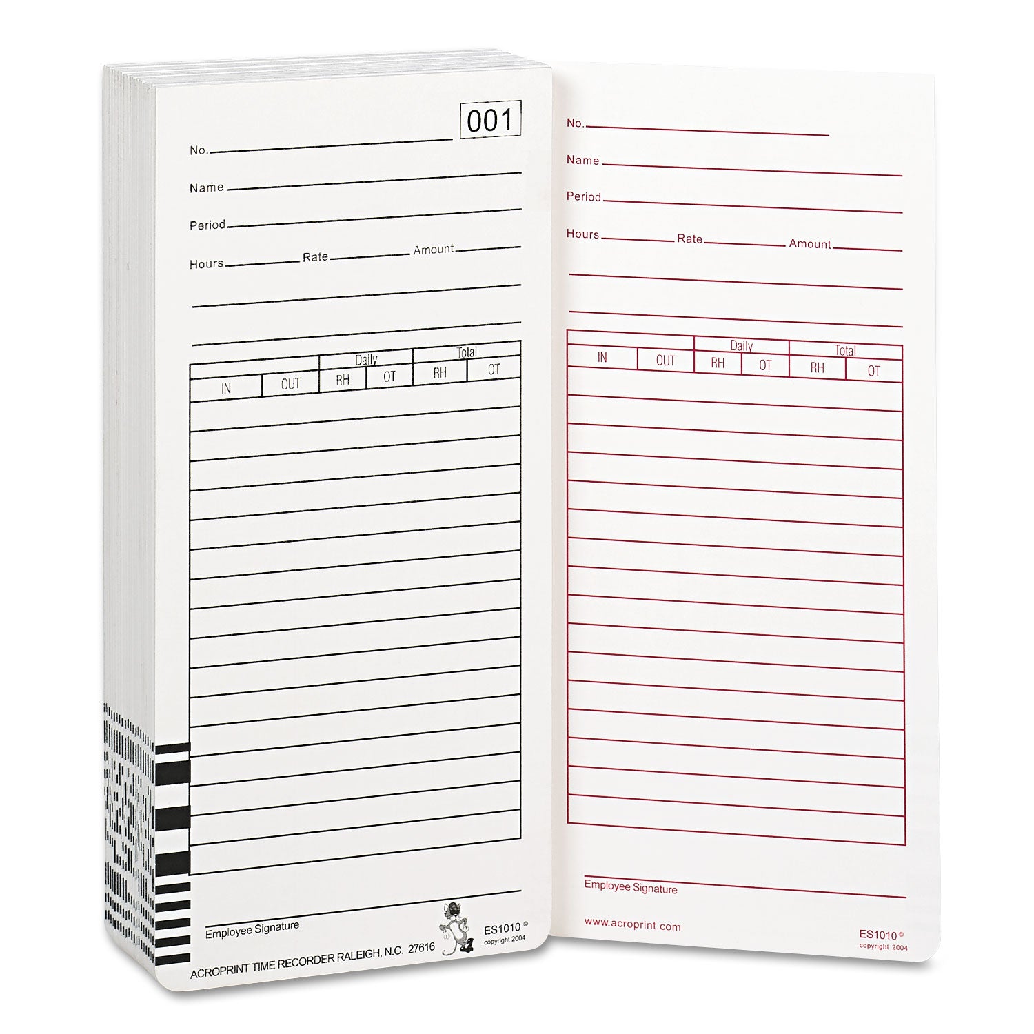 Time Clock Cards For Acroprint Es1000, Two Sides, 3.5 X 7, 100/pack
