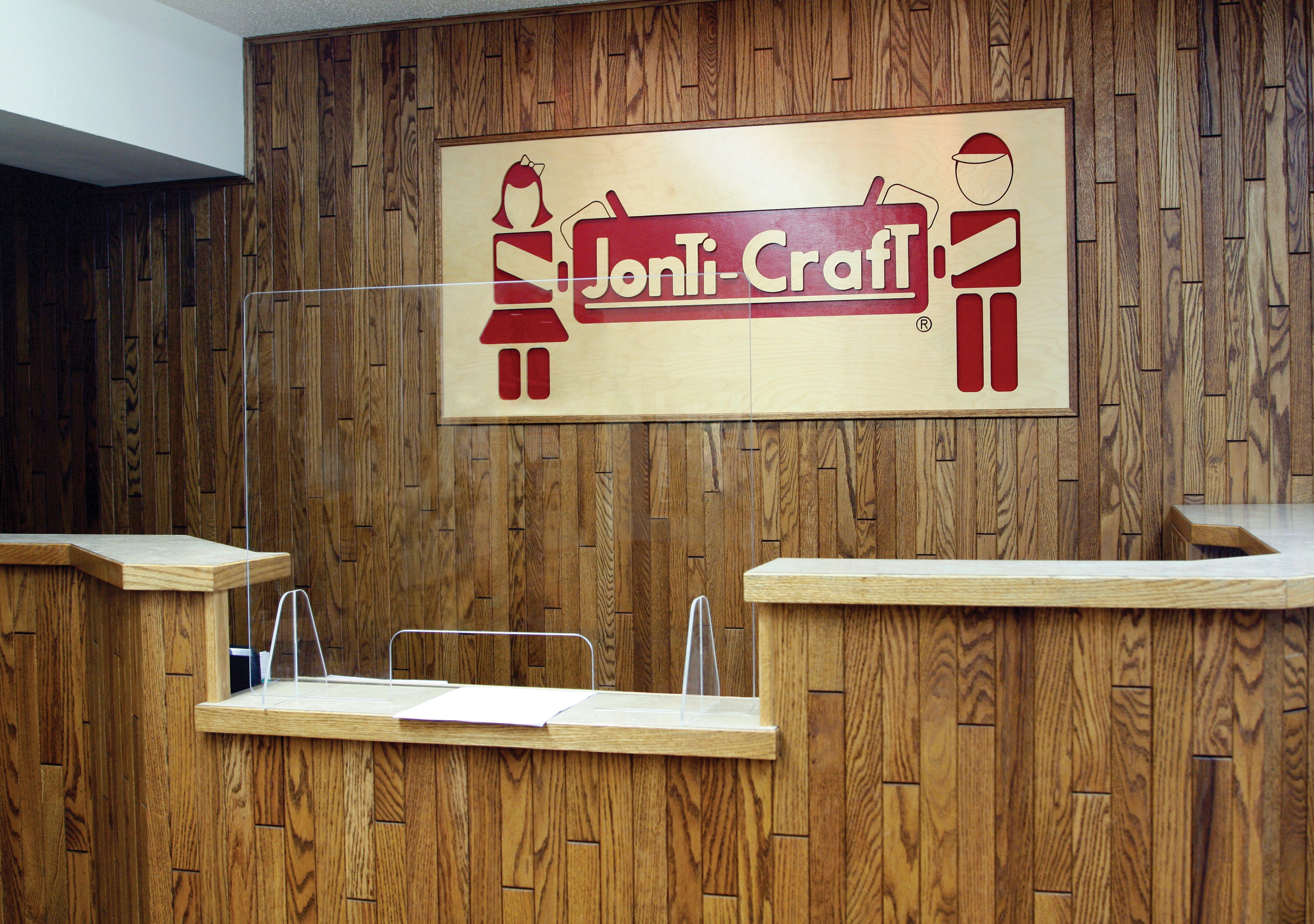 Jonti-Craft® See-Thru Table Divider Shields - 2 Station with Opening - 24" x 8" x 23.5"