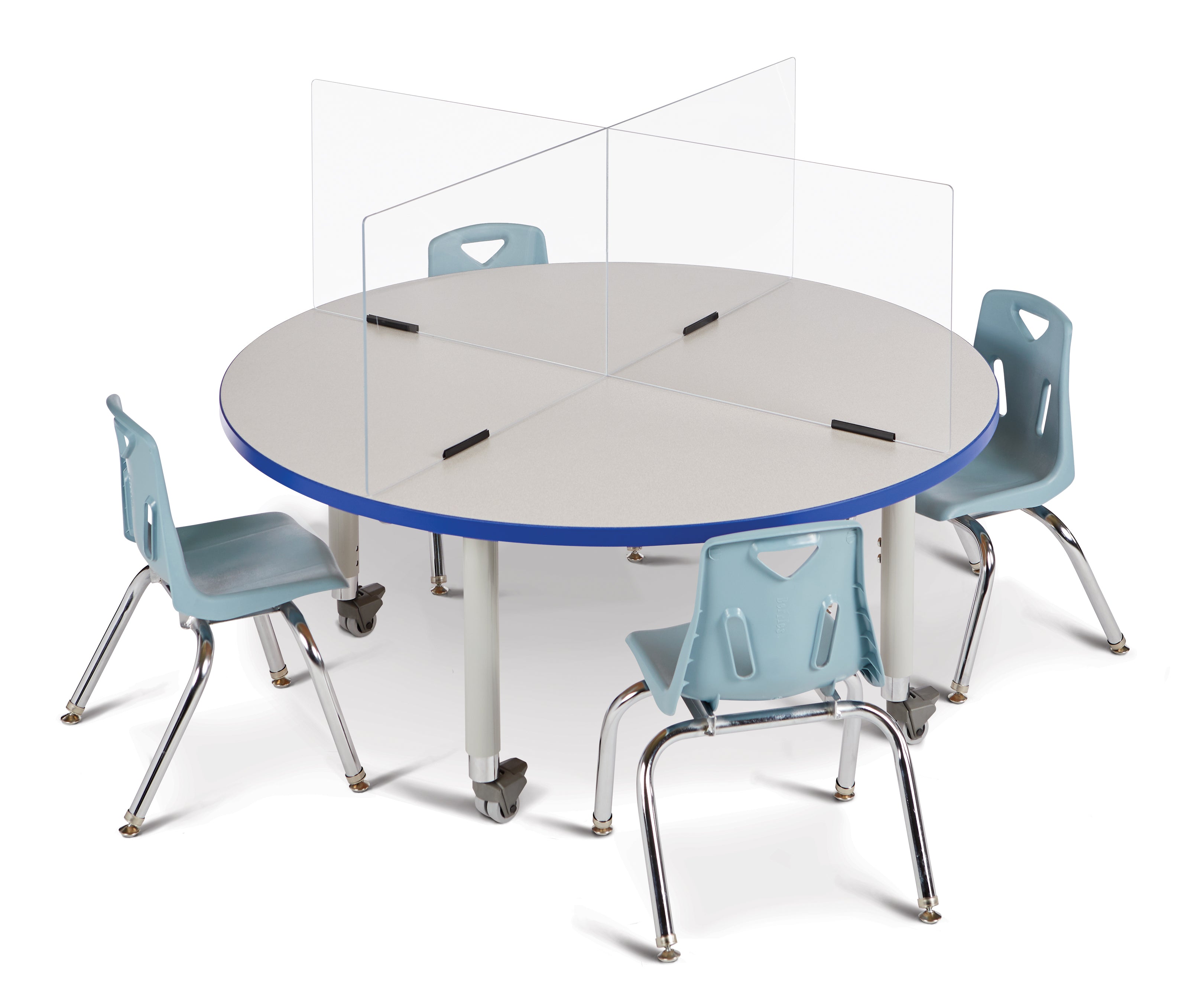Berries® Round Activity Table - 48" Diameter, Mobile - Freckled Gray/Blue/Gray