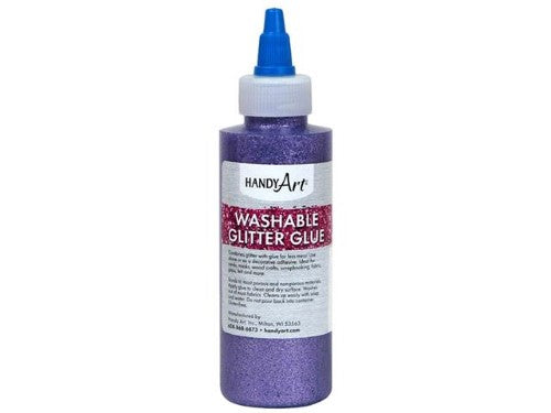 Rock Paint & Handy Art RPC146040 8 Oz Washable Glitter Glue Handy Art  Violet