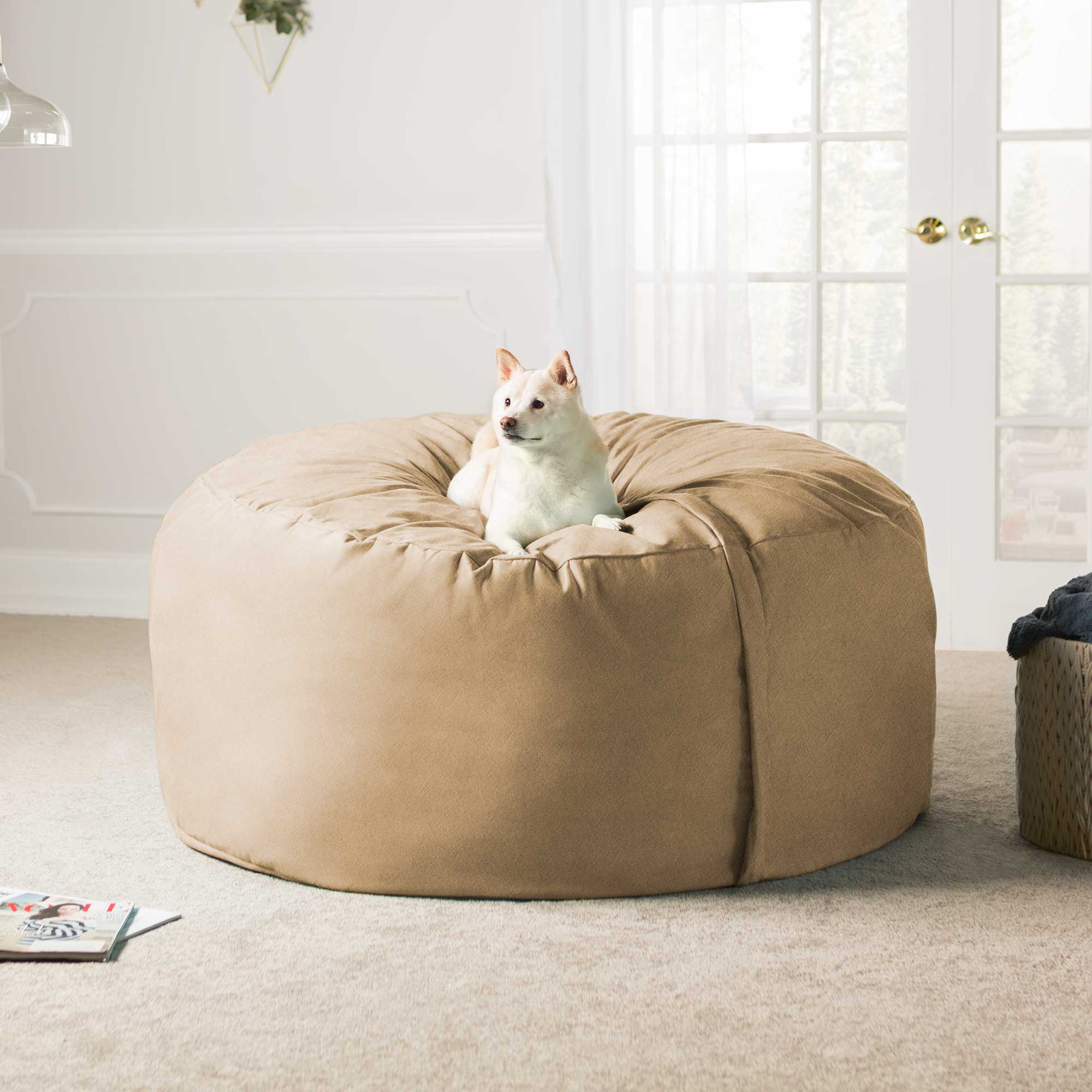 Jaxx Saxx 5 Foot Large Bean Bag w/ Removable Cover, Camel
