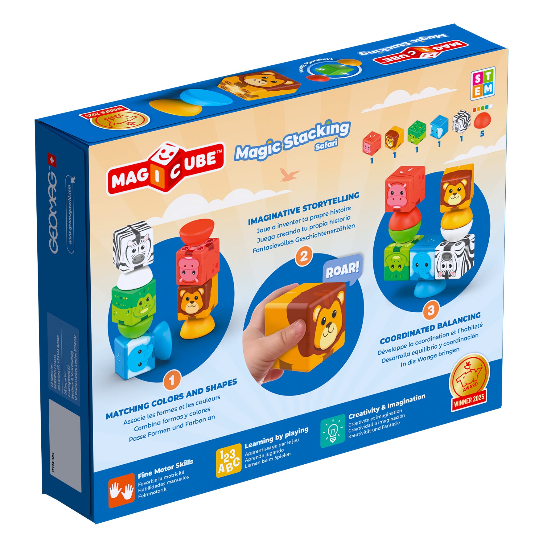 Geomag™ Magicube Magic Stacking Safari, Magnetic Building Cubes, 10 Pieces