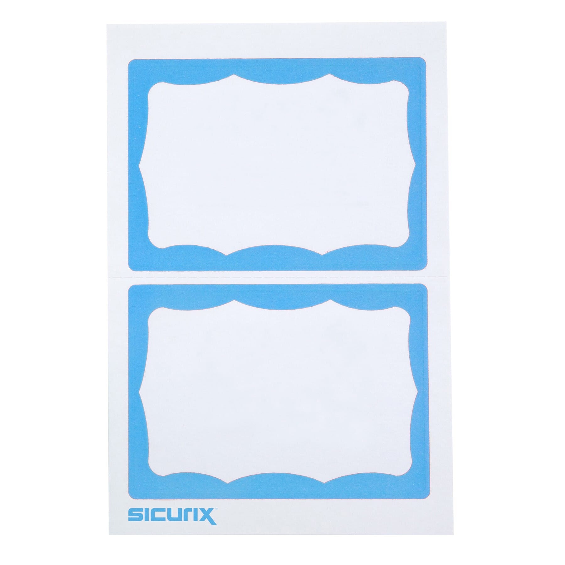 Adhesive Badges, Blue Border, Pack of 100