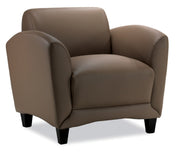 OfficeSource Manhattan Club Chair with Black Wood Legs - Latte Top Grain Leather
