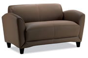 OfficeSource Manhattan Loveseat with Black Wood Legs - Latte Top Grain Leather