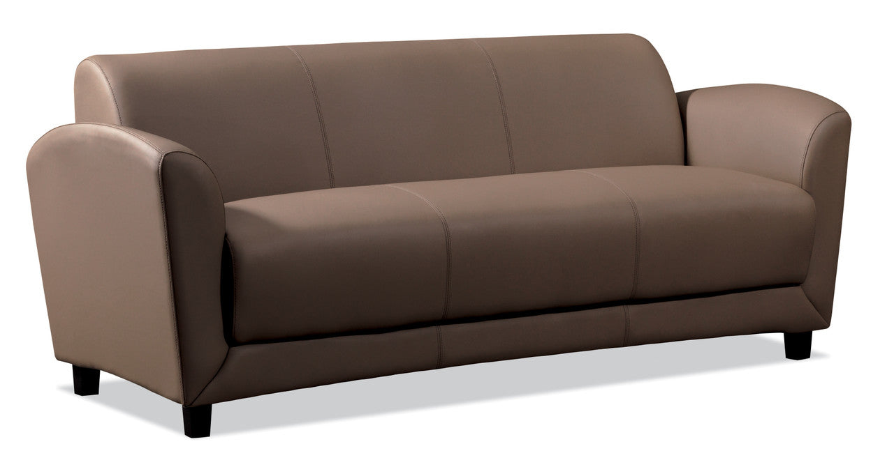 OfficeSource Manhattan Sofa with Black Wood Legs - Latte Top Grain Leather