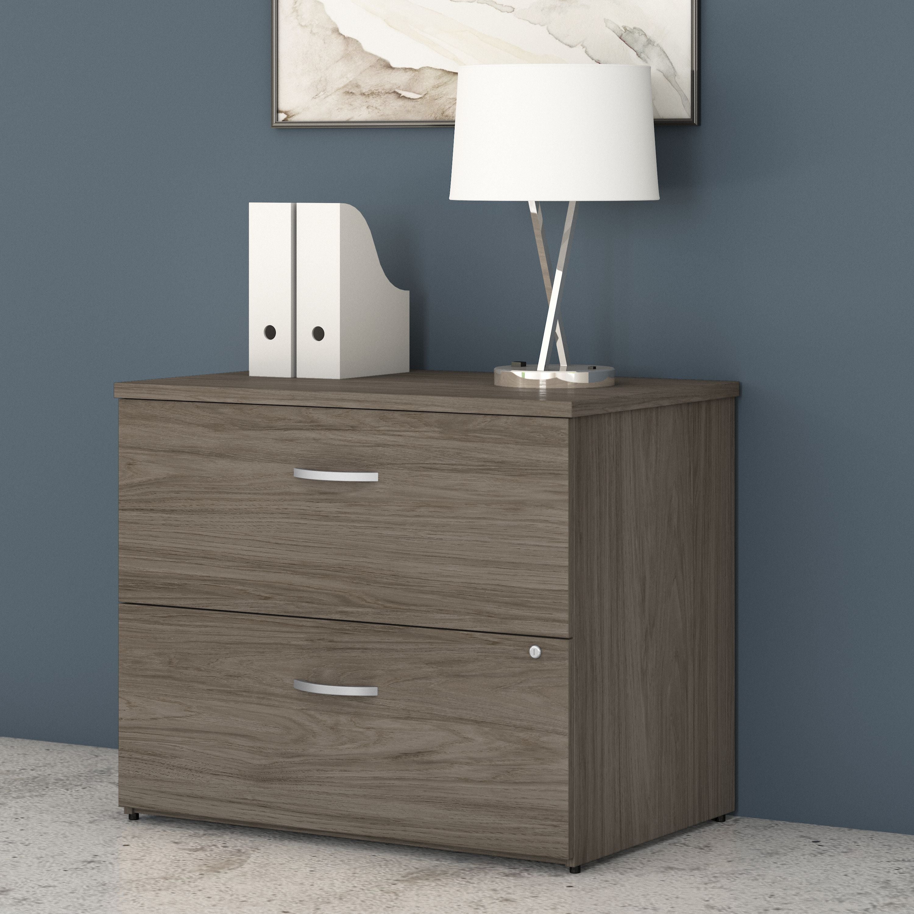 Bush Business Furniture Studio C 2 Drawer Lateral File Cabinet in Modern Hickory - 35.67" Width x 23.35" Depth x 29.84" Height