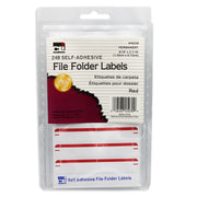 File Folder Labels, Self-Adhesive, 0.56" x 3.43", Red, Box of 248