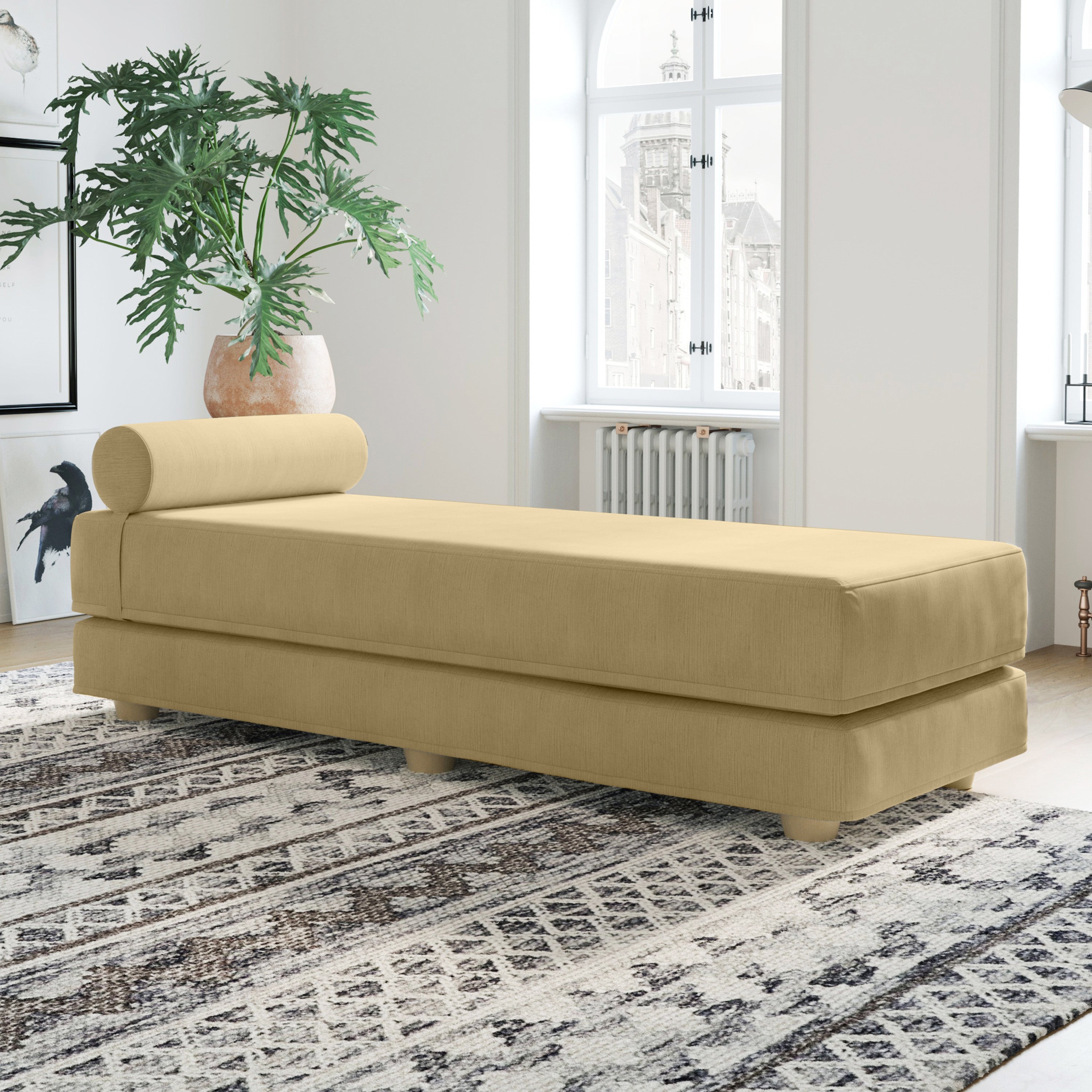 Jaxx Alon Daybed | Fold-Out Sleeper | Queen-Size Mattress - Camel