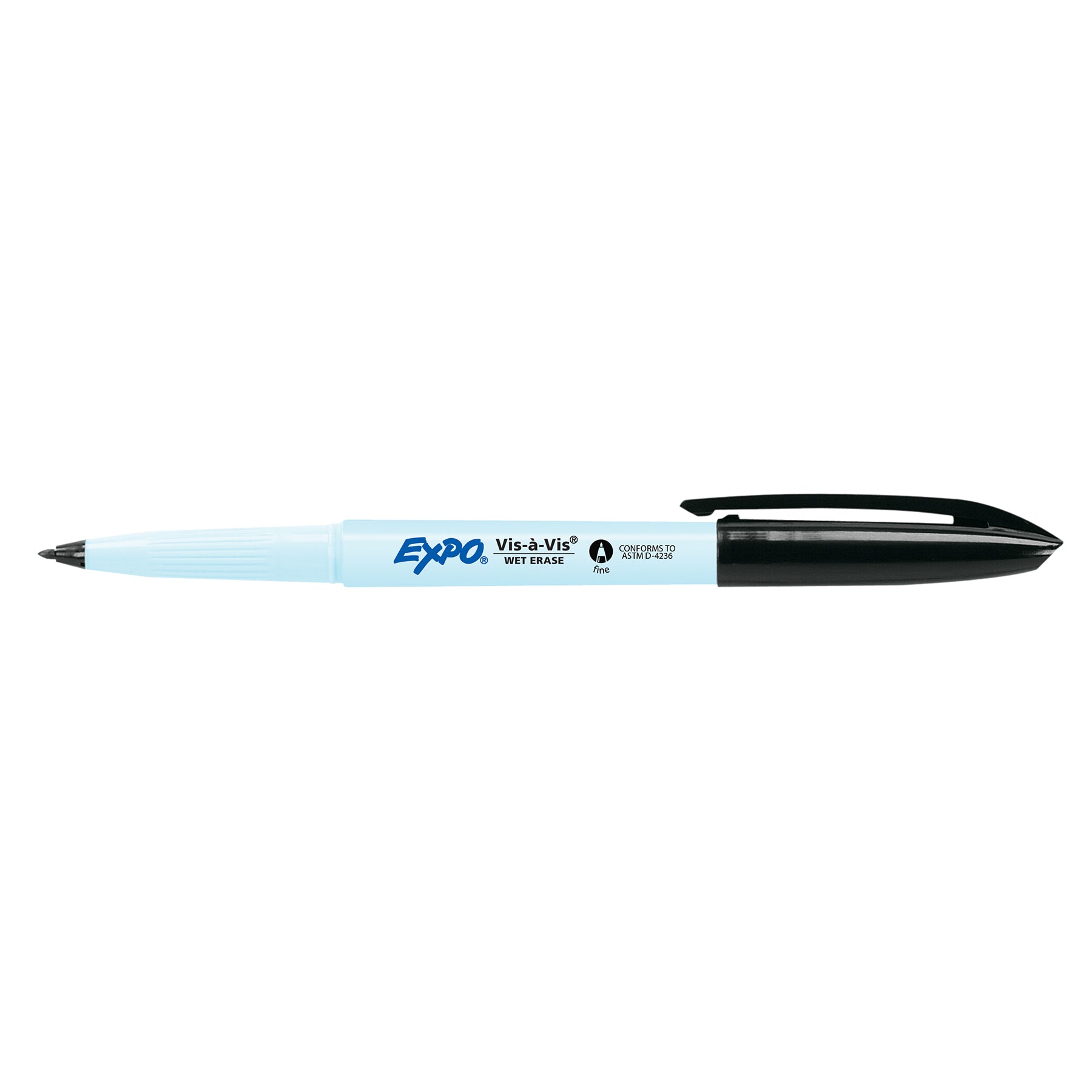 Vis-a-Vis® Wet-Erase Overhead Transparency Markers, Fine Tip, Black, Box of 12
