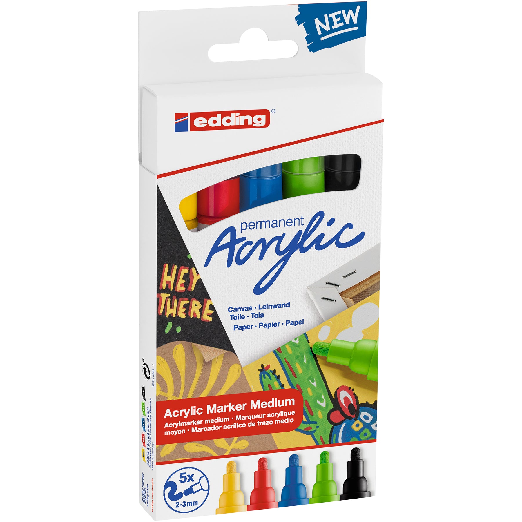 edding 5100 Acrylic Marker - Medium - Set of 5 Assorted - Basic