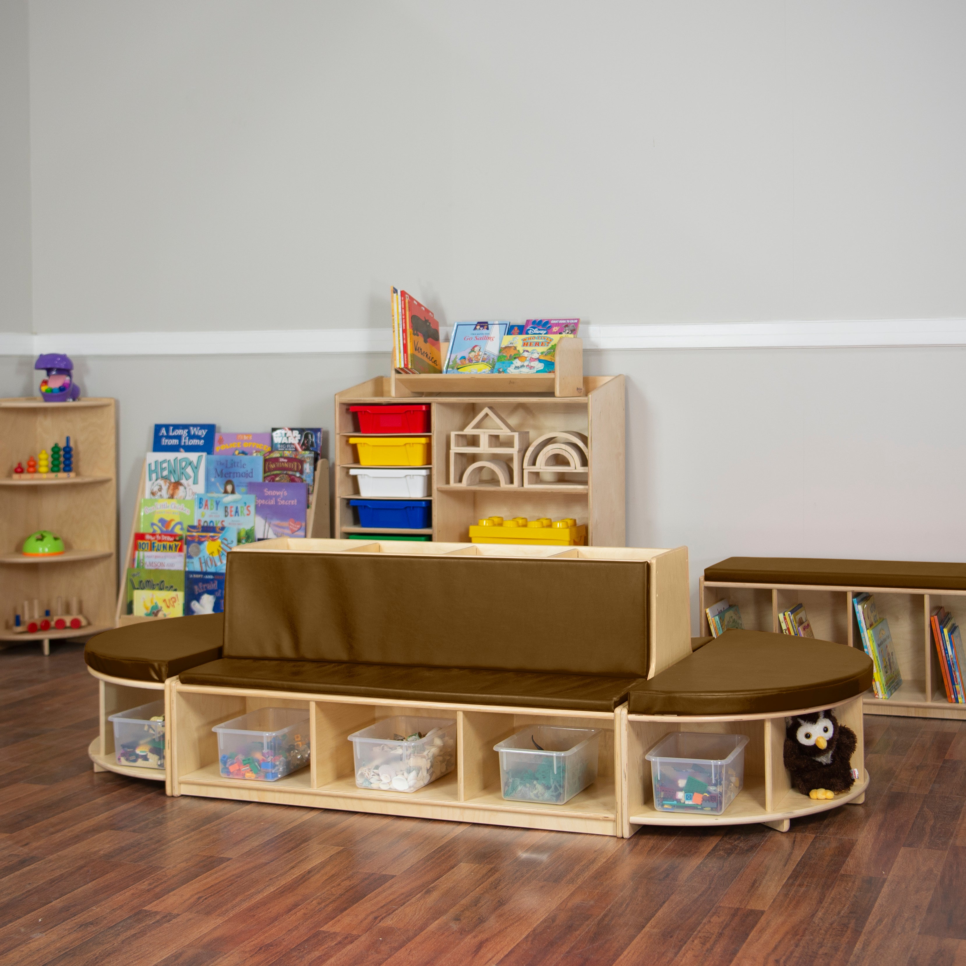 Read-A-Round Double-Sided Bench Package with Brown Cushions and Trays