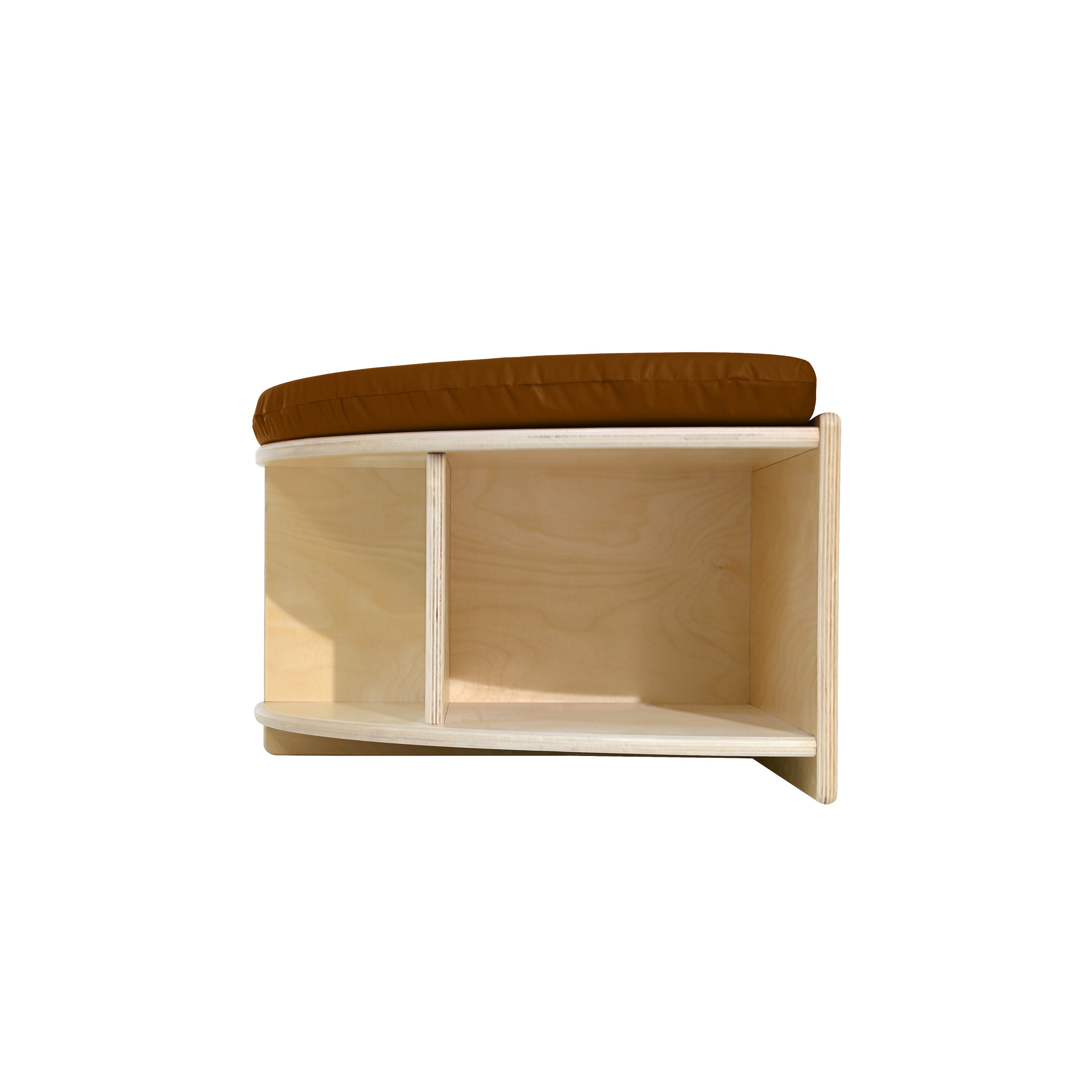 Read-A-Round Half Moon Bench with Brown Cushion and Trays