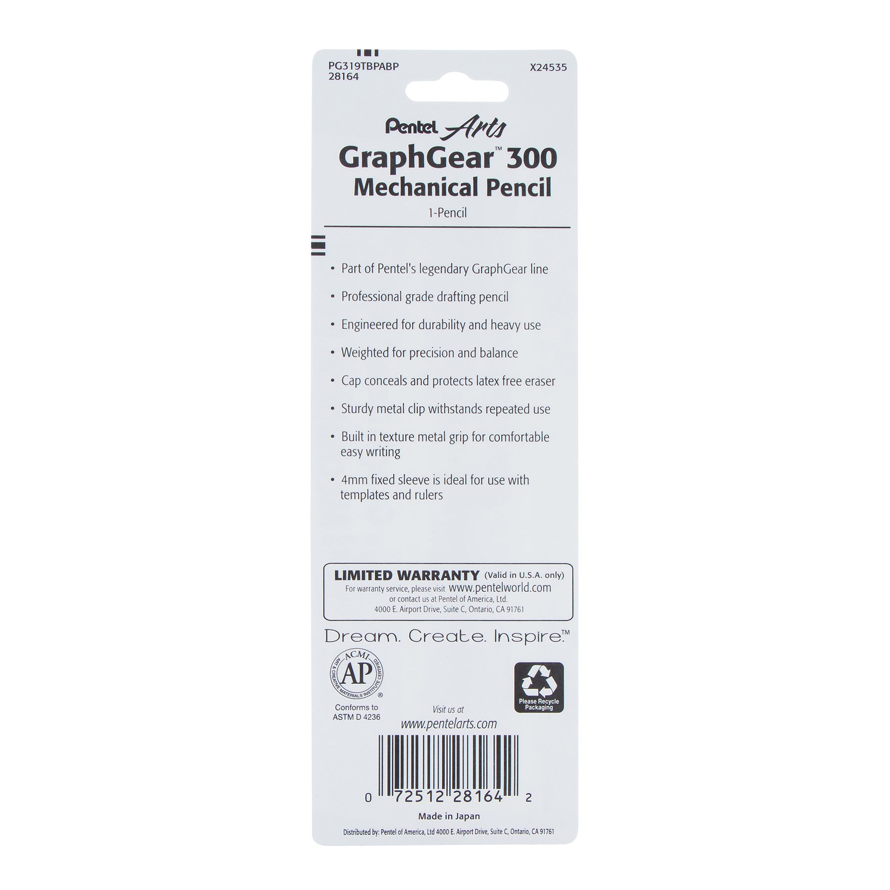 GraphGear 300 Mechanical Pencil, (0.9mm) Thick line, Red Barrel, 1 Count