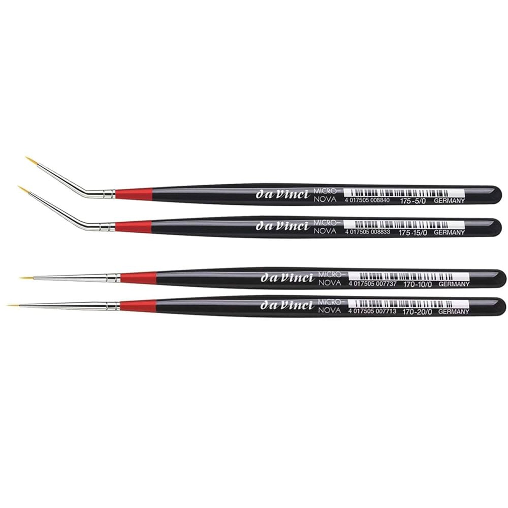 MICRO-NOVA Miniature Brushes, Synthetic, Acrylic & Oil, Round, Assorted, 4 Brush Set