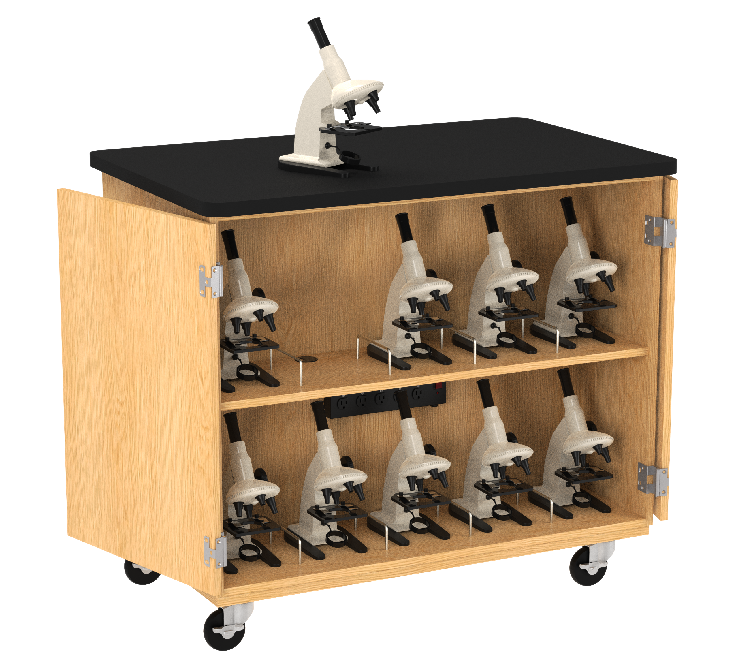 Perpetulab Mobile Microscope Cabinet - Red Oak, 48"W x 30"D x 42"H
