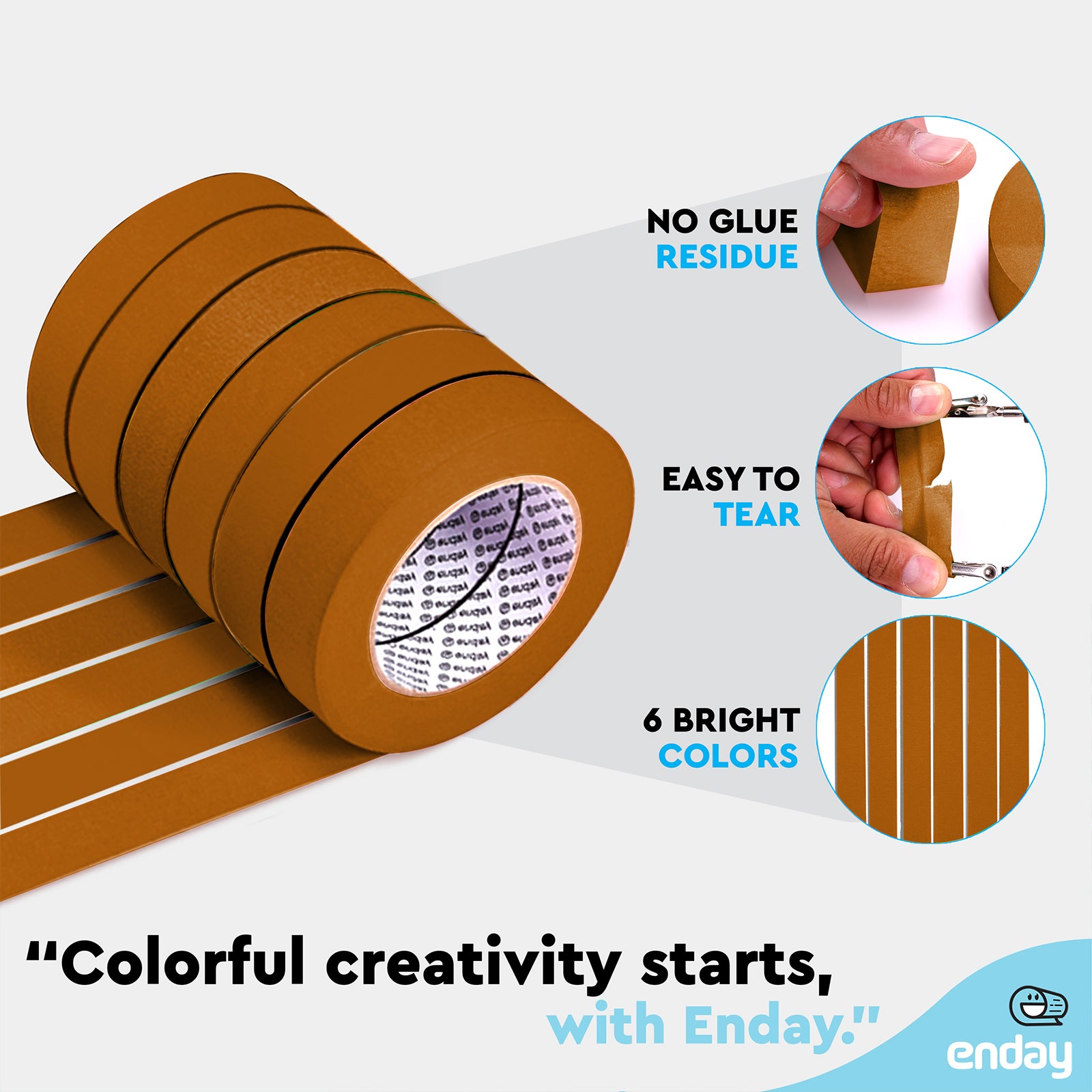 Masking Tape, 1" x 60 Yards, Brown, Pack of 6