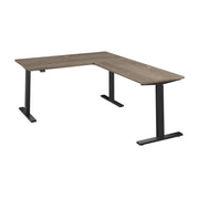 Bush Business Furniture Move 60 Series 60W Height Adjustable L Shaped Standing Desk in Modern Hickory with Black Base - 59.45" Width x 76.97" Depth x 27.44" Height