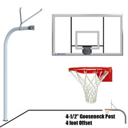 Basketball System - Gooseneck (4-1/2 in. Pole with 4 ft. Offset) - 72 in. Acrylic  Board - Flex Rim Goal
