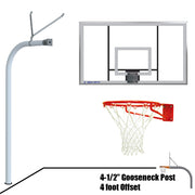 Basketball System - Gooseneck (4-1/2 in. Pole with 4 ft. Offset) - 72 in. Acrylic  Board - Super Goal