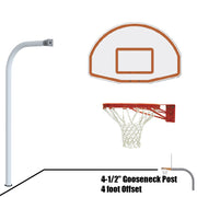 Basketball System - Gooseneck (4-1/2 in. Pole with 4 ft. Offset) - 54 in. Aluminum Fan Board - Double Rim Goal