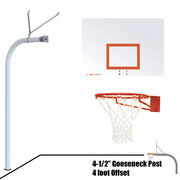 Basketball System - Gooseneck (4-1/2 in. Pole with 4 ft. Offset) - 60 in. Steel Board - Super Goal