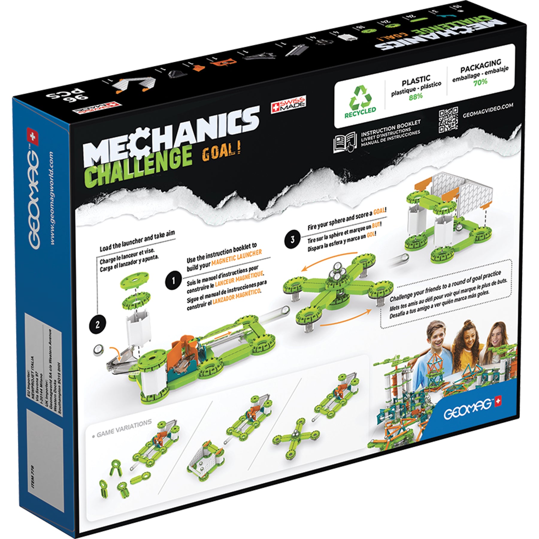 Geomag™ Mechanics Challenge, Goal, Magnetic Building Set, 96 Pieces