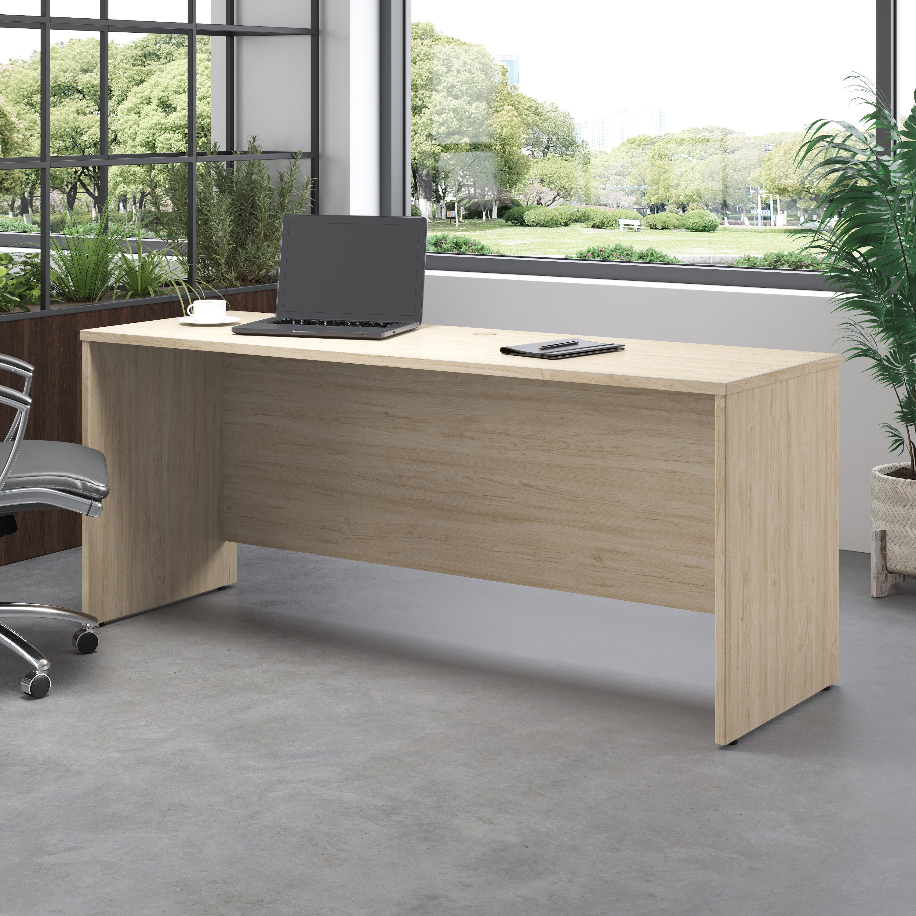 Bush Business Furniture Studio C 72W x 24D Credenza Desk in Natural Elm - 71.02" Width x 23.35" Depth x 29.84" Height