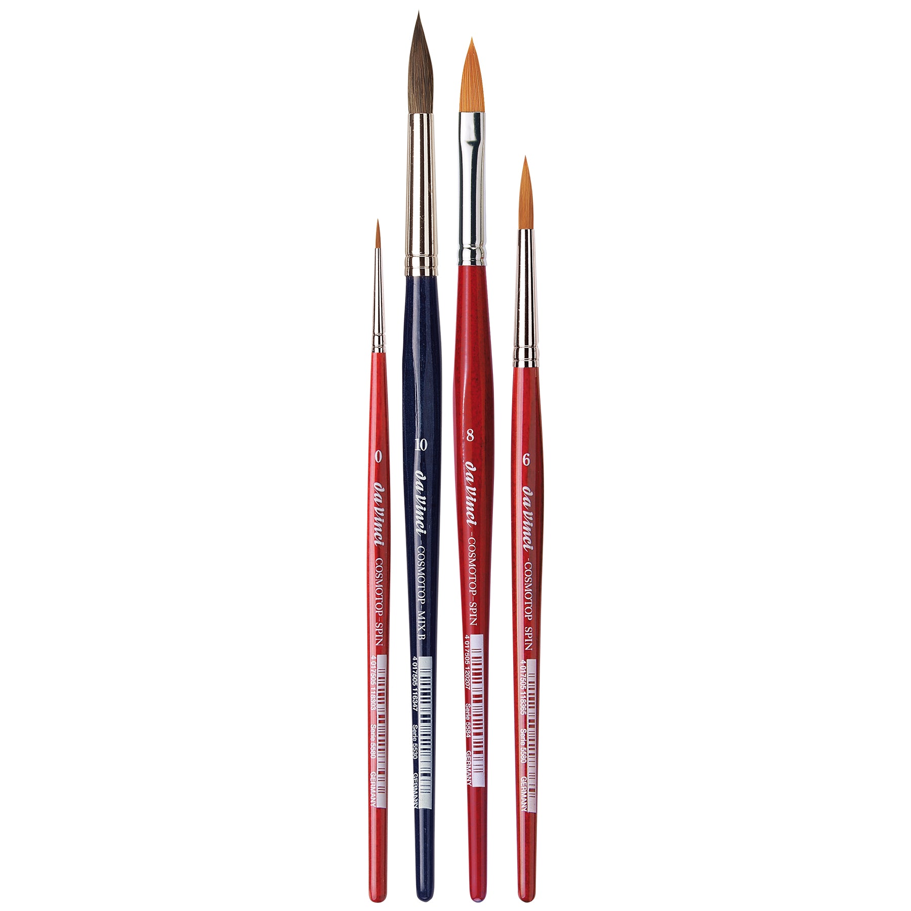 COSMOTOP Assorted Brushes, Synthetic, Watercolor, MIX and SPIN, 4 Brush Set