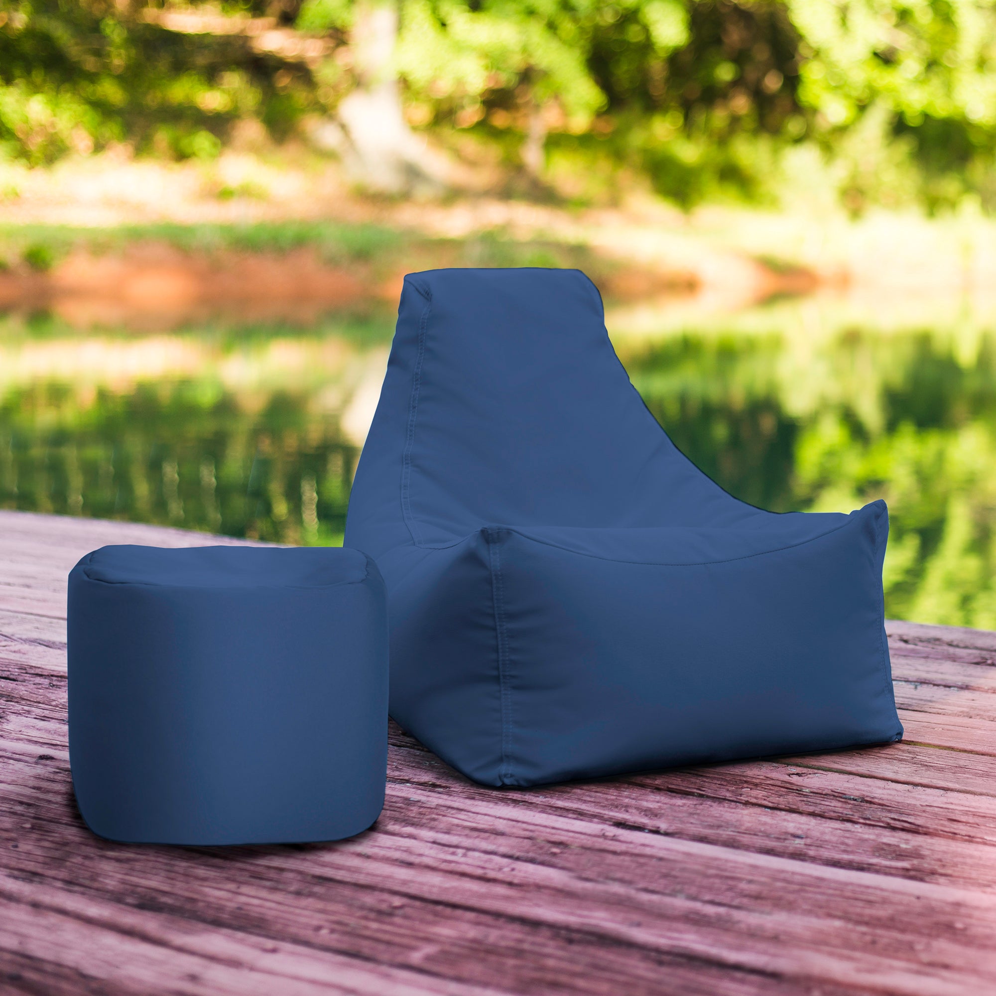 Jaxx Juniper Jr Outdoor Kids Bean Bag Chair / Childrens Garden Chair, Navy