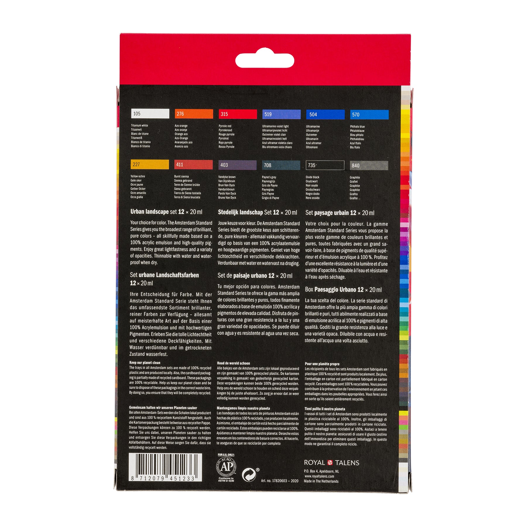 Standard Acrylic Urban Landscape Set, 12 x 20mL