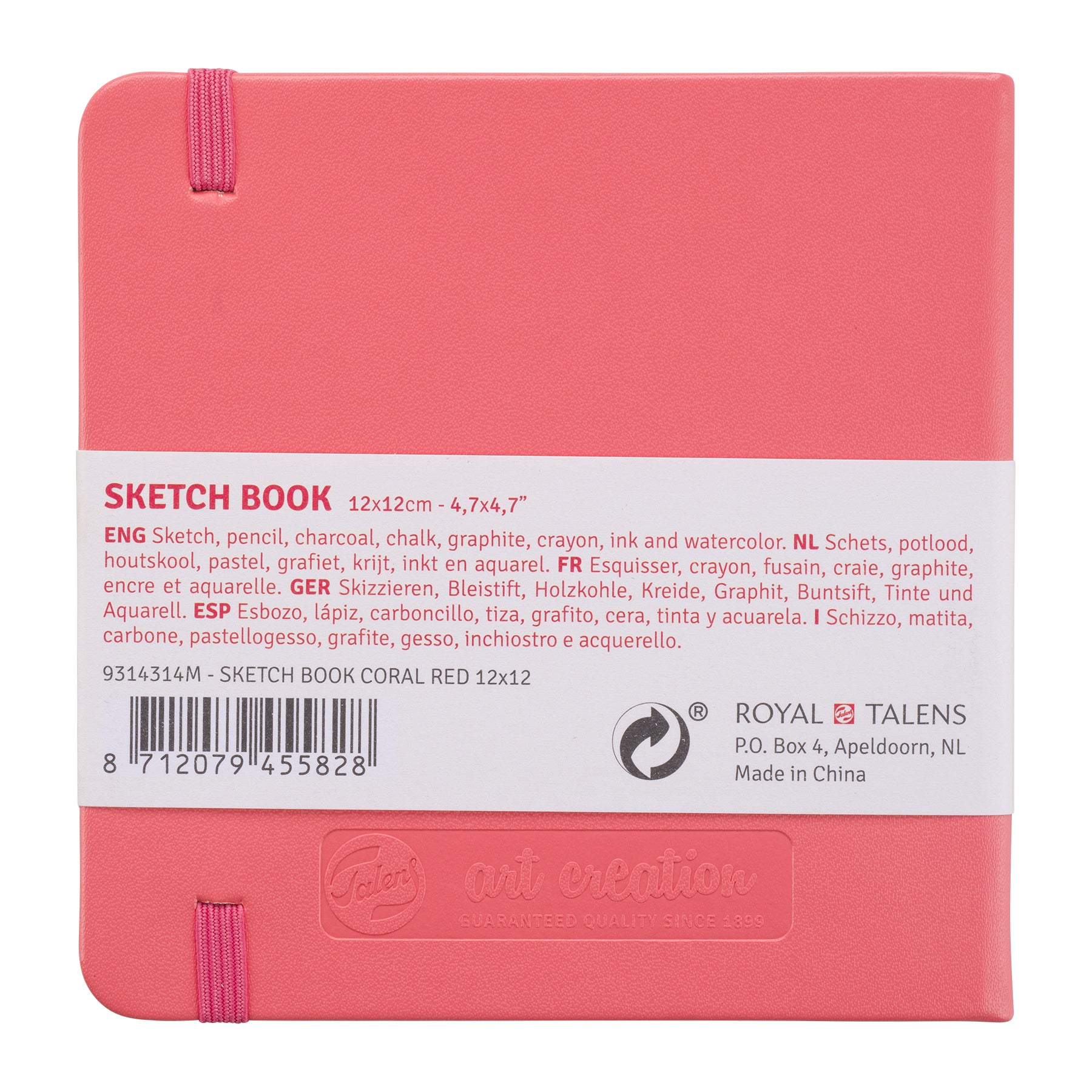 Sketchbook, 80 Sheets, 90lbs, Coral Red Cover, 4.7" x 4.7"