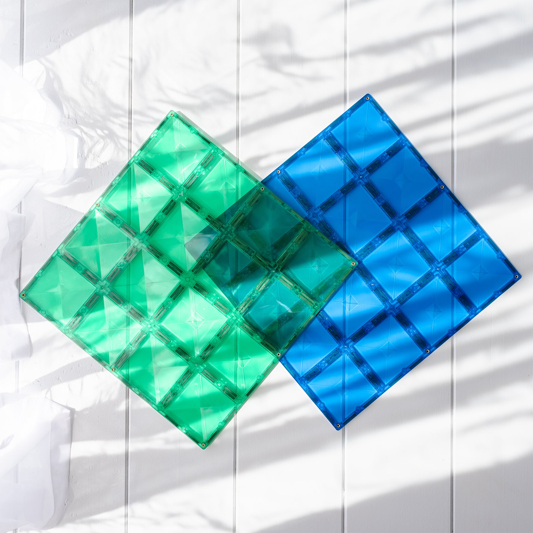 Magnetic Tiles Rainbow Blue & Green Base Plate, 2 Pieces