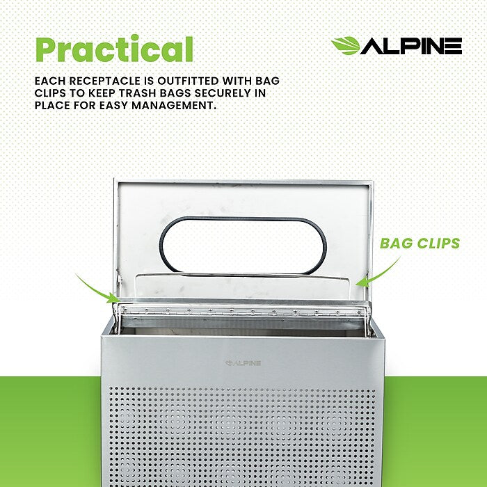 23 Gallon Stainless Steel Square Perforated Decorative Waste Receptacle