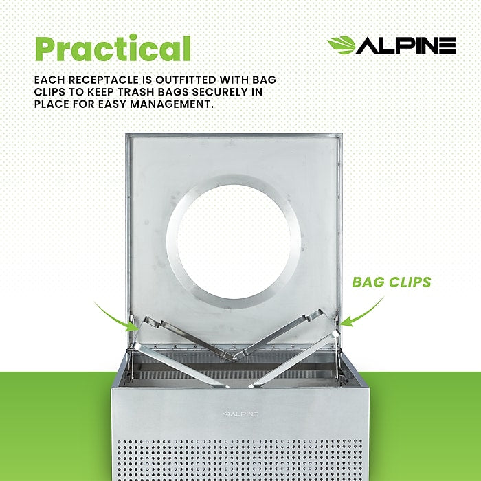 40 Gallon Stainless Steel Square Perforated Decorative Waste Receptacle
