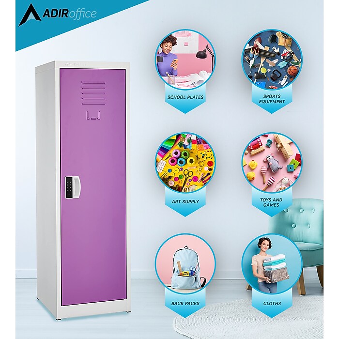 48" H x 15" W Steel Single Tier Storage Locker with Digital Lock, Purple