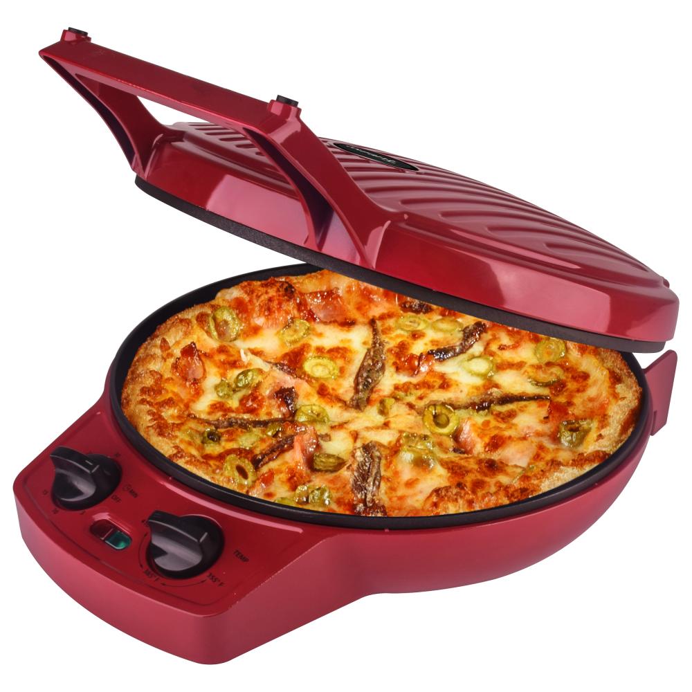 Courant Courant 12 Inch Electronic Pizza Maker w/ Dial, Opens 180°, Red