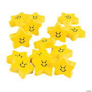 Smile Face Star Erasers - 24 Pieces