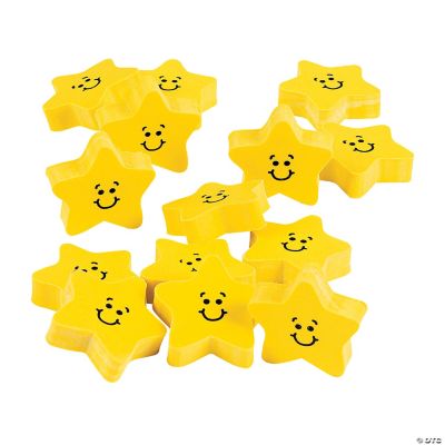 Smile Face Star Erasers - 24 Pieces
