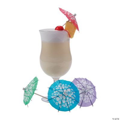 Hibiscus Print Parasol Picks - 144 Pieces
