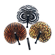 Safari Print Paper Fans - 12 Pieces