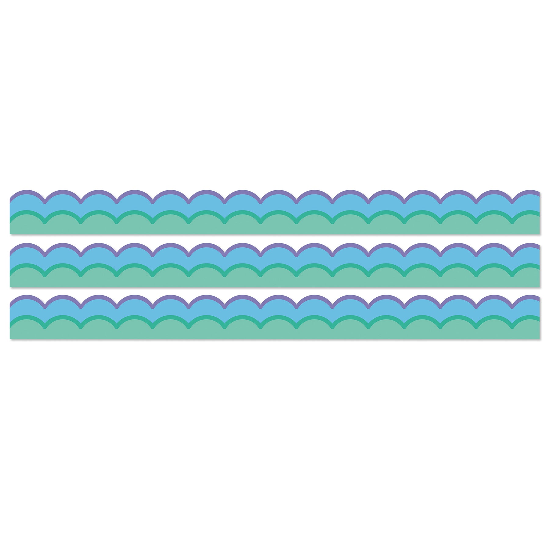 Happily Ever Elementary Retro Remix Cool Waves Scalloped Bulletin Board Borders, 39 Feet Per Pack, 3 Packs