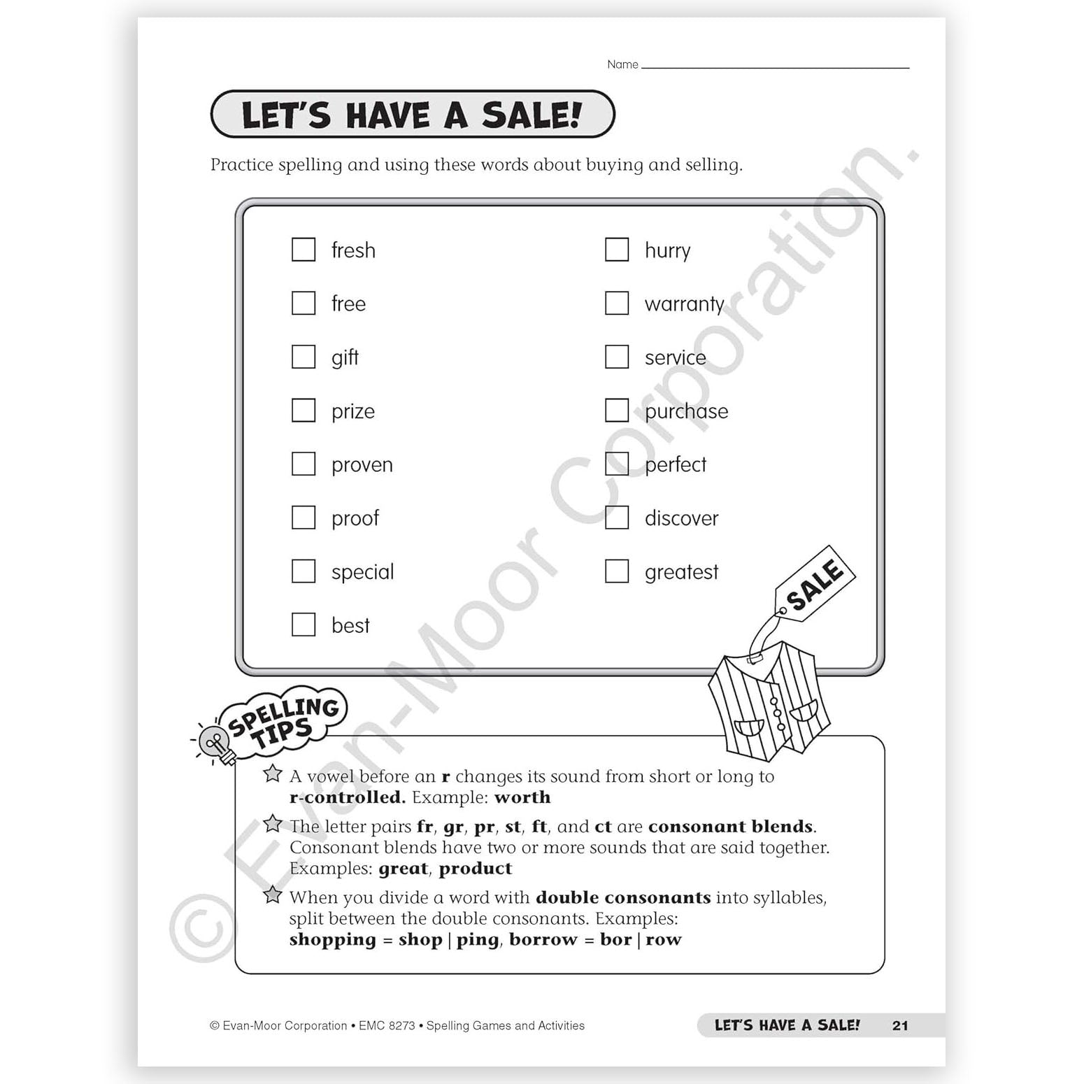 Spelling Games and Activities, Grade 3