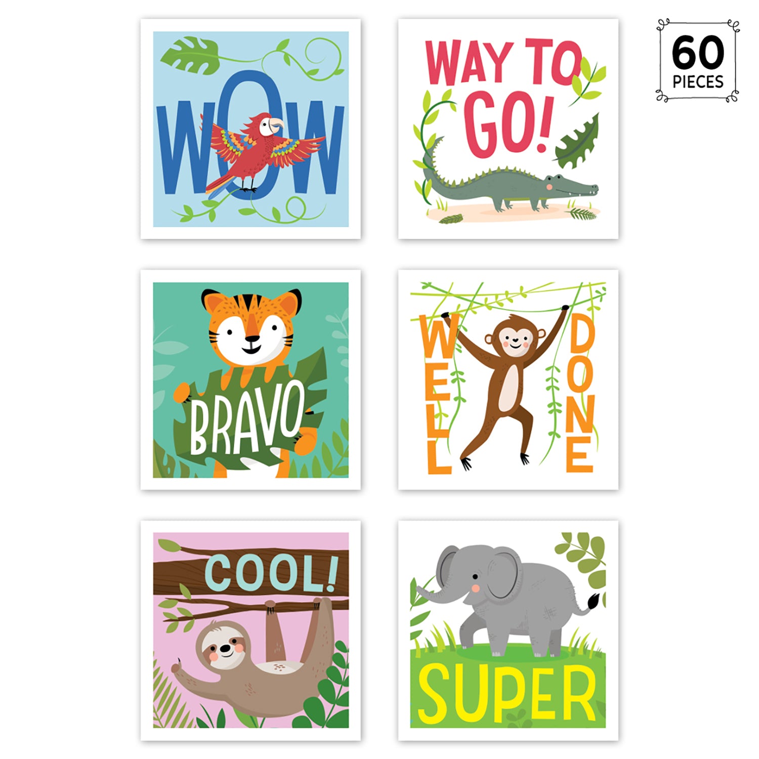 Jungle Friends Reward Stickers, Pack of 60