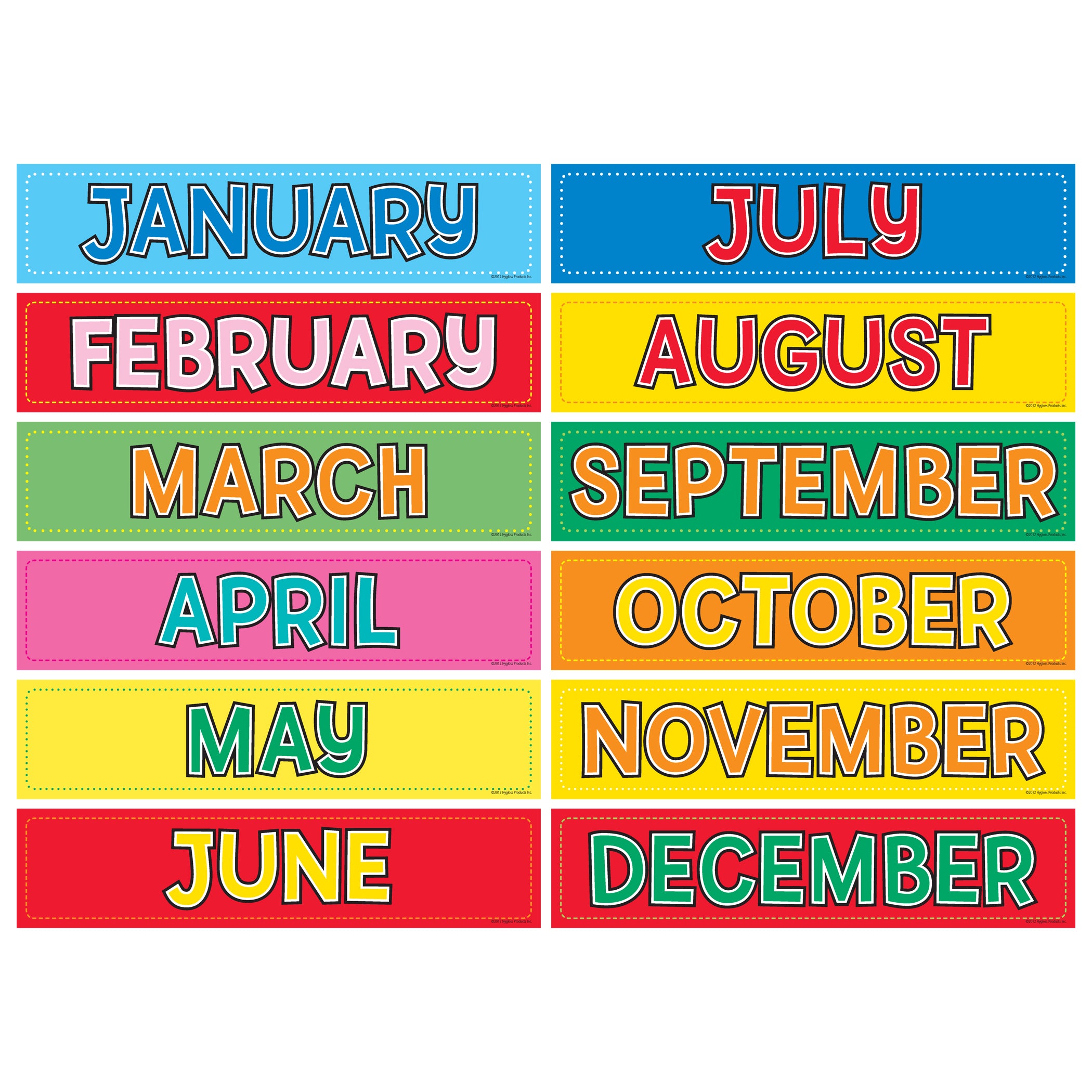 Calendar Month Cards - 12 / pack
