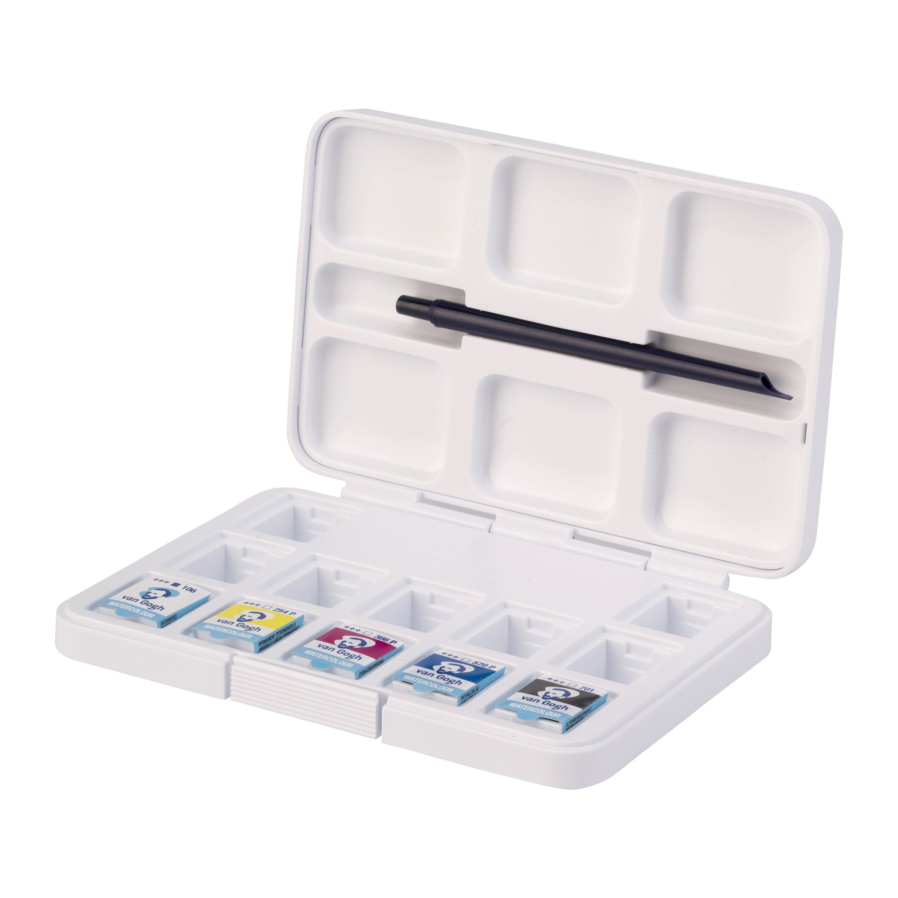 Watercolor Pocket Box, Primary Mixing Set, 5 Half Pan Colors & 7 Empty Spaces