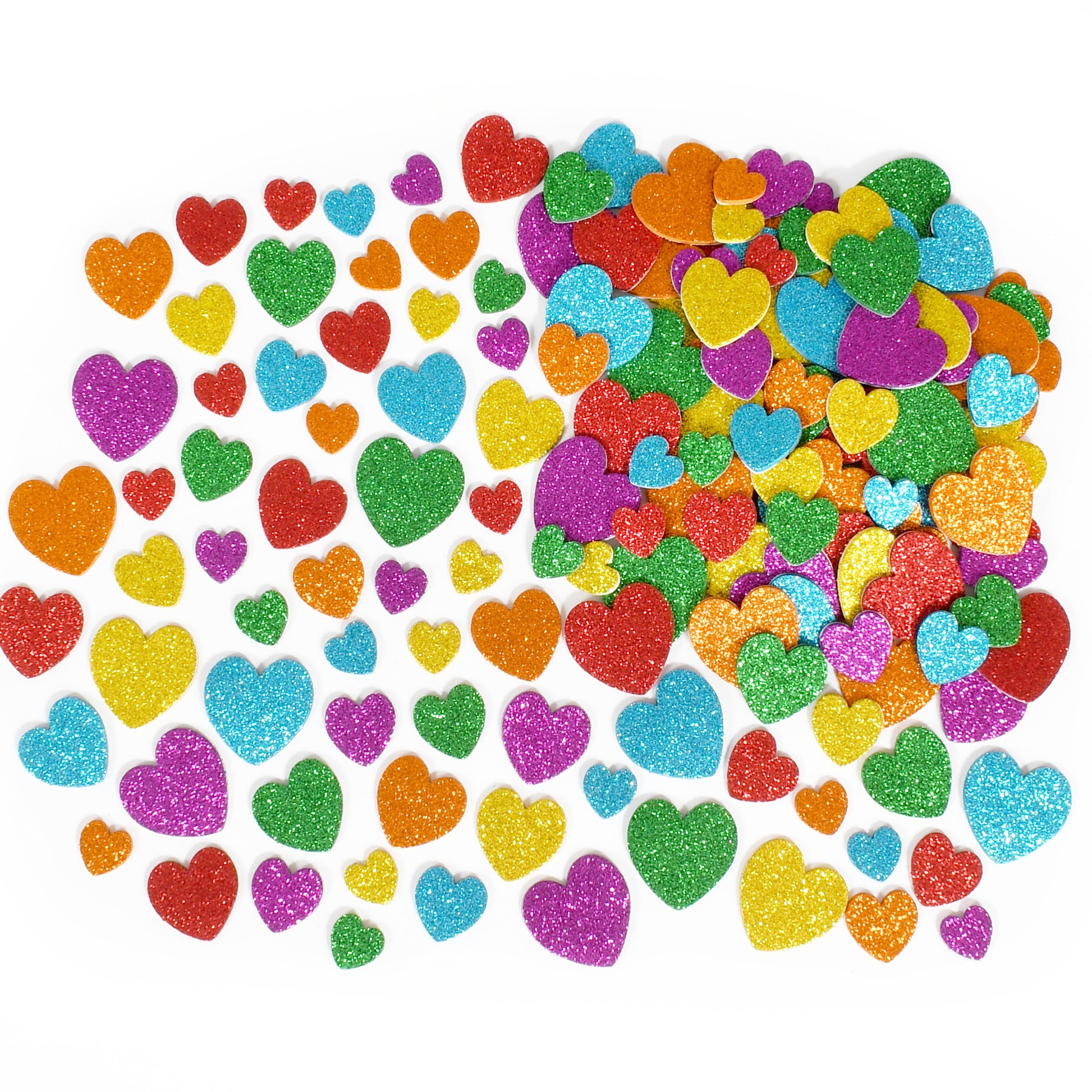 Glitter Foam Stickers - Hearts - Multicolor - Pack of 168