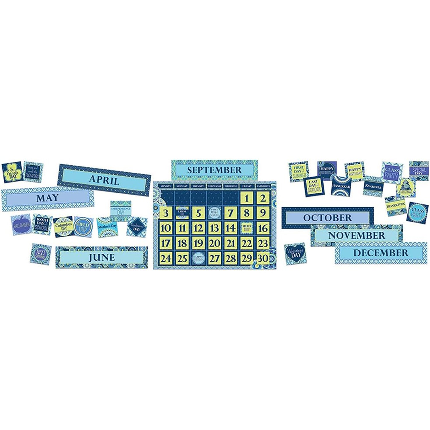 Blue Harmony Calendar Bulletin Board Set