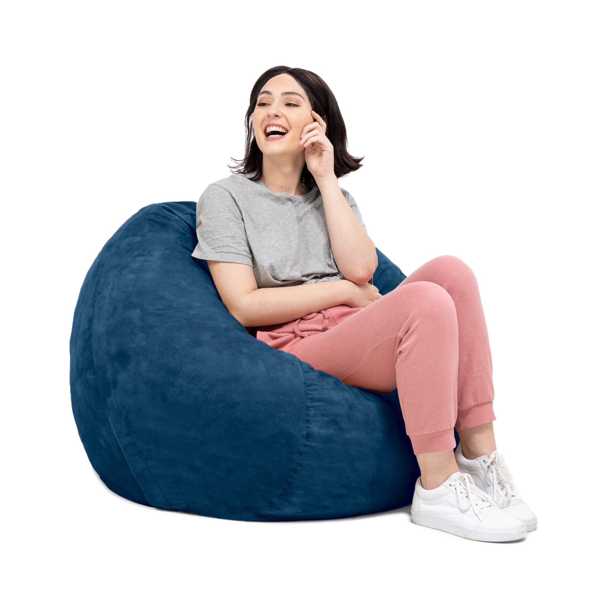 Jaxx Saxx 3 Foot Bean Bag Chair with Removable Cover, Navy