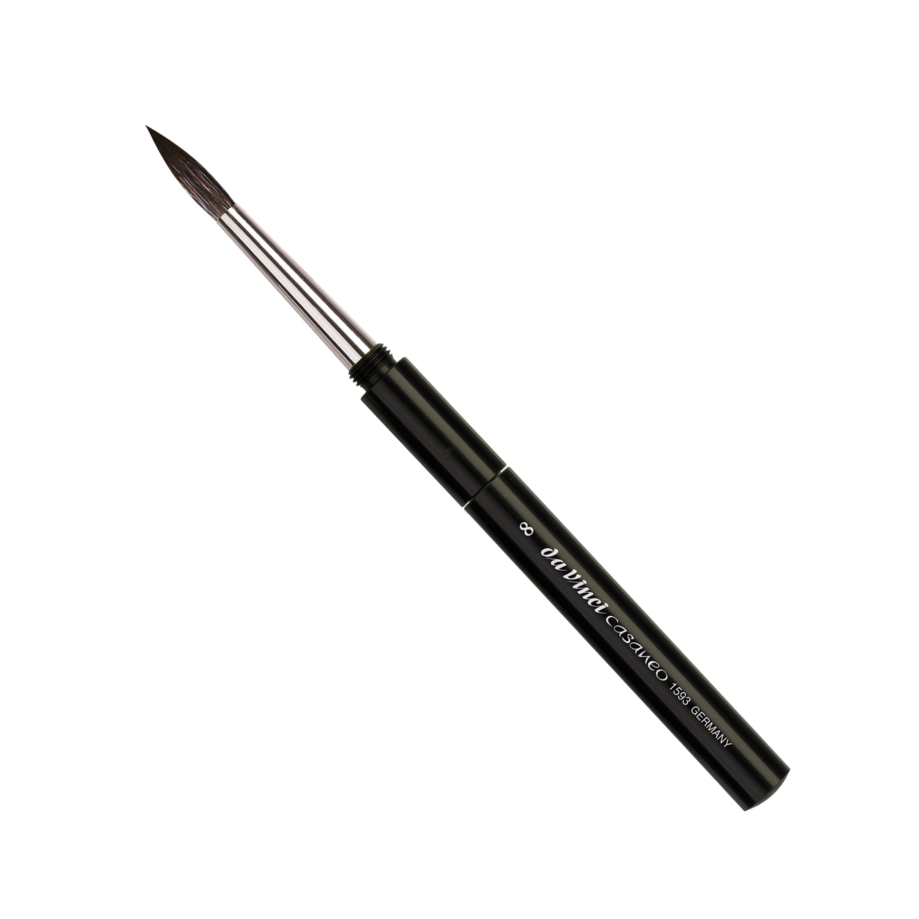CASANEO Travel Pocket Brush, Extra Soft Synthetic, Watercolor, Round, Series 1593TP, Size 8